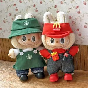 Labubu 인형 용 작업복 복장 의류 패스트 푸드 감자 튀김 햄버거 패션 커피 앞치마 코스프레 의류 액세서리