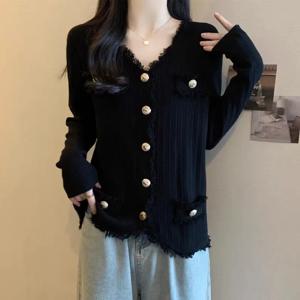 유니크 플러스 사이즈 여성용 브이넥 니트 오픈 가디건 우아한 스타일 가을 겨울 두꺼운 스웨터 코트 탑 플로우 완페이