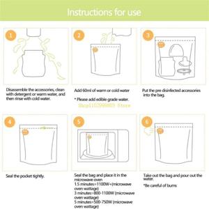 10 카운트 멸균 파우치 유축기 부품/아기 젖병용 재사용 가능한 전자레인지 증기 멸균기 가방, 가방당 20회 J0MF