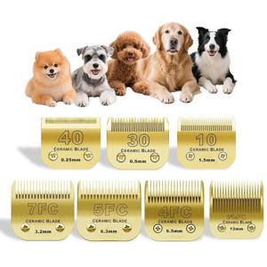 40 # /30 # /10 # /7FC/5FC/4FC/3-3-4 탈착식 애완견 클리퍼 블레이드, 대부분의 안디스, 오스터 A5, 왈 KM클리퍼, 세라믹 및 탄소강