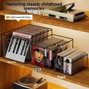 투명 아크릴 CD DVD 보관 케이스, 방진 비닐 레코드 앨범 디스플레이 랙, 스터디 및 거실용 테이프 수집 박스