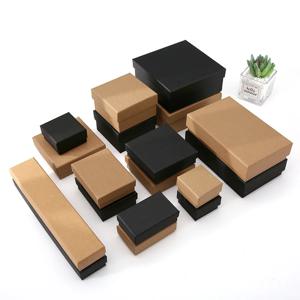 반지 목걸이에 대 한 12pcs 골 판지 보석 세트 상자 사각형 탄 블랙 5X5X3cm 7x9x3cm 9x9x3cm 여행 보석 주최자 케이스