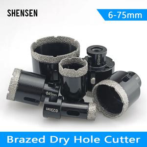1 Pcs M14 스레드 다이아몬드 건식 진공 Brazed 드릴링 코어 비트 세트 도자기 타일 크라운 드릴 화강암 대리석 구멍 톱 도구