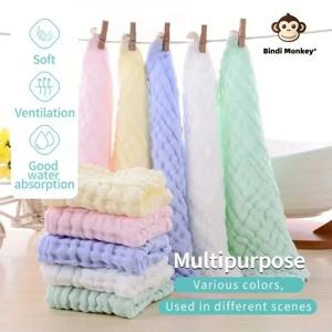 작은 사각형 수건 5개 부드럽고 편안한 흡수성 어린이 수건 녹색 봄 사각형 유치원 핸드 타올 얼굴