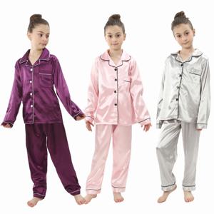 십대 Loungewear 어린이 홈 의류 어린이 잠옷 세트 소녀 실크 새틴 pijama 소년 잠옷 아기 잠옷 3-13Y