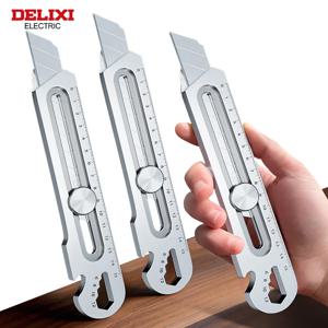 DELIXI 전기 유틸리티 나이프, SK5 스틸 블레이드, 개폐식, 날카로운 절단 종이, 원단, 필름, 폼 보드, 목재, 고무, 플라스틱
