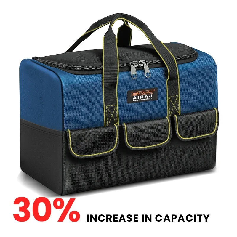 AIRAJ 와이드 마우스 툴 백 30% 용량 옥스포드 천 전기공구 키트 백 멀티 백 남성용 핸들 백 도구 정리 가방