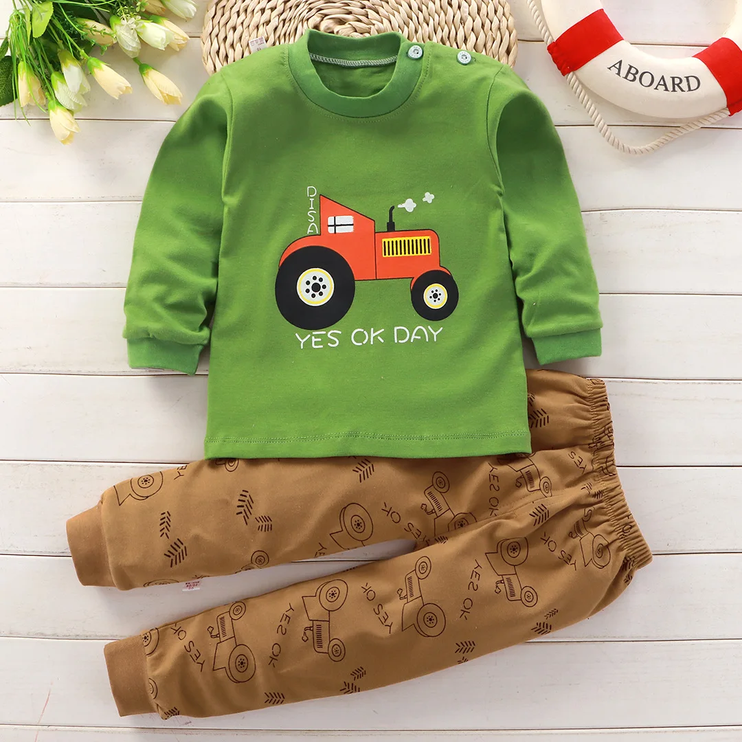 소녀 소년을위한 가을 잠옷 잠옷 긴 소매 탑 + 바지 정장 패션 홈 의류 아기 키즈 수면 의상