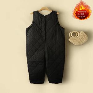 따뜻한 면 안감 바지 대형 사이즈 여성 의류 노화 방지 원피스 옷 민소매 라운드 넥 바지 겨울용