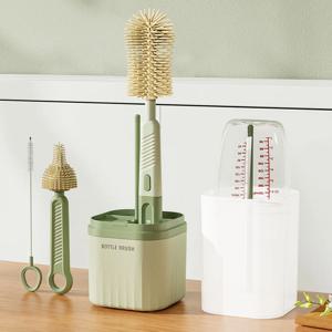 실리콘 아기 병 컵 브러쉬 세트 저장 상자 신생아 선물 우유 병 청소 브러쉬 정장 휴대용 분리형 청소