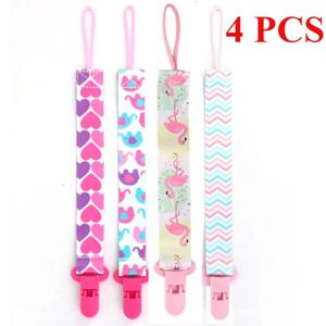 신생아 젖꼭지 체인 클립, 양면 인쇄 젖꼭지 벨트, 유아 수유 거치대, 세트당 4 개