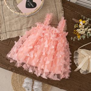 아기 여자아이 여름 나비 메쉬 멜빵 원피스 귀여운 웨딩 화동 드레스 아기옷 ﻿