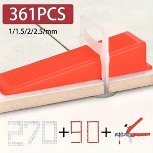 270개 클립 및 90개 플라스틱 타일 레벨링 시스템(플라이어 도구 1개 포함)(개별 액세서리로도 사용 가능) - 재사용 가능한 웨지, 전문적인 간격 및 정렬 키트, 세라믹 바닥 및 벽 타일 설치용