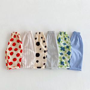 1-6세 아동 여름 바지 얇고 루즈한 프린트 패턴 여아 남아 캐주얼 바지 아동복 패션 하렘 팬츠