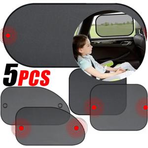 5pcs 아기 자동차 태양 그늘 전면 후면 창 차양 커버 메쉬 바이저 유니버설 윈드 스크린 인테리어 Uv 보호 아이를위한
