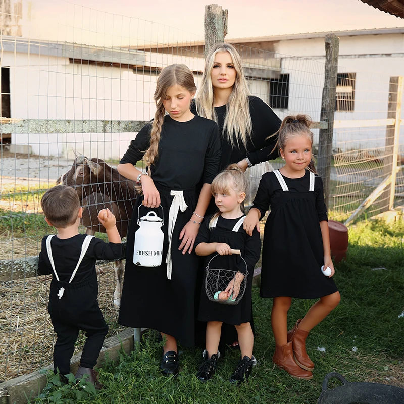 알리 플러스 AW25 코튼 스크리블 컬렉션 아기 유아 남아 여아 롬퍼 가족 커플룩