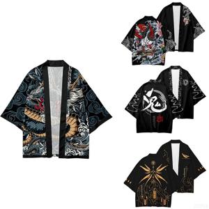 2025년 신상 일본 기모노 3D 디지털 프린트 남녀 공용 우키요에 학생 여름 코스프레 반팔 가디건 탑