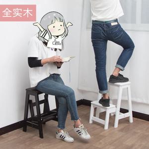 원목 접이식 발판 계단 오르기용 2단 또는 3단 사다리 스툴 가정용 다용도 창의적