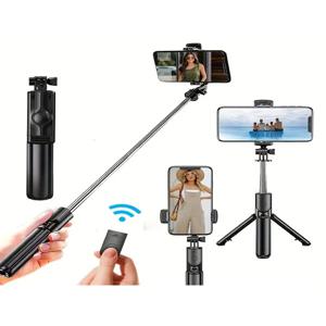 1개 휴대용 360도 회전 스포츠 카메라 모노포드 스탠드 휴대폰 미니 셀카봉 삼각대 무선 리모컨 포함