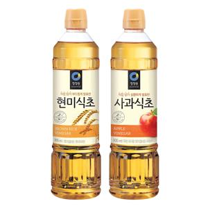 청정원 사과식초 900ml 1개 + 현미식초 900ml 1개 세트
