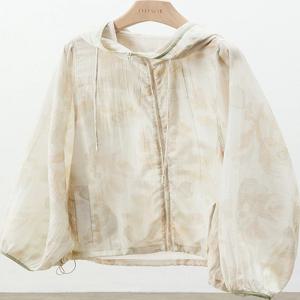 아울렛 브랜드 여성용 짧은 캐주얼 경량 재킷 여름 자외선 차단 코트 레이스 후드 출퇴근 스타일 루즈핏 긴팔