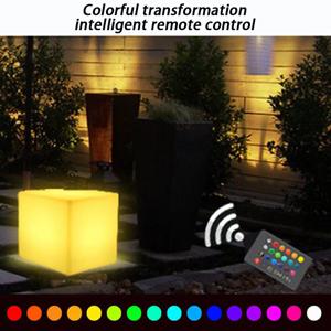 LED 발광 큐브 야간 조명 바 의자 스툴 리모컨 16색 발광 사각 스툴 USB 태양광 야외 시트 조명 KTV 파티