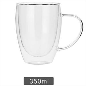 【금요일】이중벽 유리 티컵 투명 커피 우유 물 머그 고붕규산 유리 티웨어 음료용품 주방용품 350ml