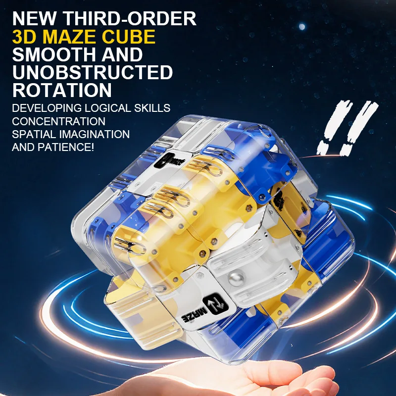 3D 퍼즐 볼 롤링 매직 큐브 미로 어린이 미로 장난감 논리적 사고 스트레스 해소 교육용 생일 선물