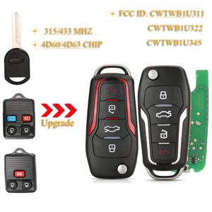 Jingyuqin 수정된 원격 자동차 플립 키, 포드 F150 익스플로러 포커스 엣지 이스케이프 레인저 머스탱 플렉스 머스탱, 머큐리 링컨용, 315/433Mhz