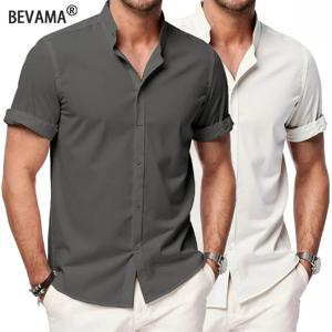 여름 남성 반팔 셔츠 단색 스탠드 칼라 티셔츠 루즈핏 캐주얼 비치 셔츠 통기성 남성 린넨 탑