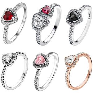 핫세일 정품 925 스털링 실버 반지 화려한 하트 지르콘 6 7 8 9 사이즈 여성 발렌타인 생일 선물 DIY 쥬얼리