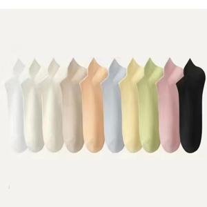 10켤레/세트 단색 얕은 입구 양말 여성 패션 짧은 봄 여름 양말 세트 여성용 로우컷 통기성 좋은 시원한 양말