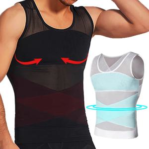 남성용 압축 셔츠 Shapewear 가슴 복부 컨트롤 바디 셰이퍼 슬리밍 언더 셔츠 운동 조끼 탱크 탑