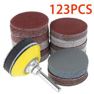 120Pcs 2 인치 샌드페이퍼 모음 60-3000 그릿 샌딩 디스크 패드 세트 (그라인더 연마 시트 도구 용 디스크 폴 쿠션 포함)
