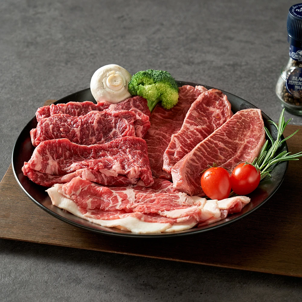 한근 소고기 구이 모듬한판 600g (등심+차돌박이+우삼겹) HACCP 인증