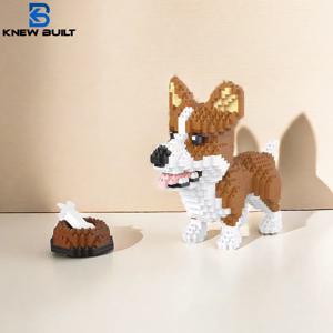 Knew Built Corgi Dog 마이크로 미니 빌딩 블록 장난감: 애완동물 애호가, 레크리에이션, 완벽한 디스플레이 및 선물 아이디어를 위한 사랑스러운 모델