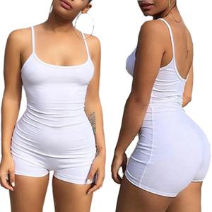 여성용 스파게티 롬퍼 섹시한 문상 슈퍼 짧은 Playsuits 여름 솔리드 반바지 스트랩 로우 컷 백 롬퍼