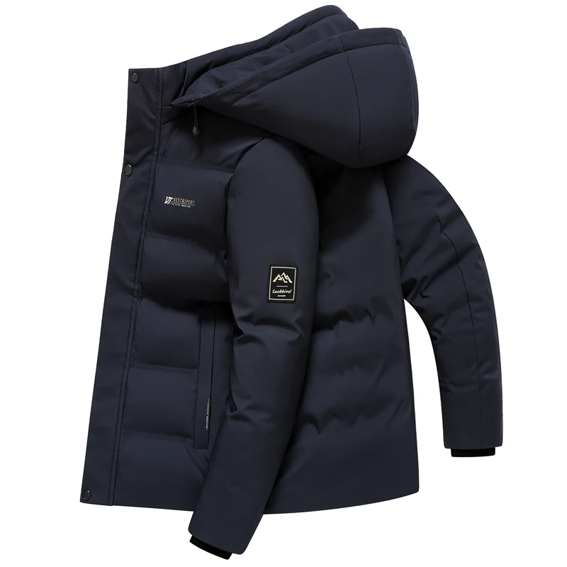 남성용 야외 겨울 코트 파카 중년 및 노인 패딩 남성용 다운 따뜻한 패딩 재킷 겨울 탈착식 후드 파카