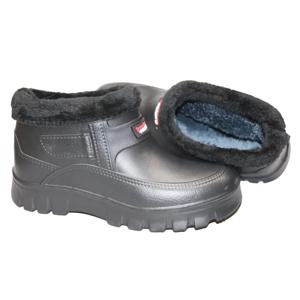 남성용 겨울 스노우 부츠 방수 플리스 안감 주방 세탁 작업화 따뜻한 레인 부츠 면 단화 슬립온