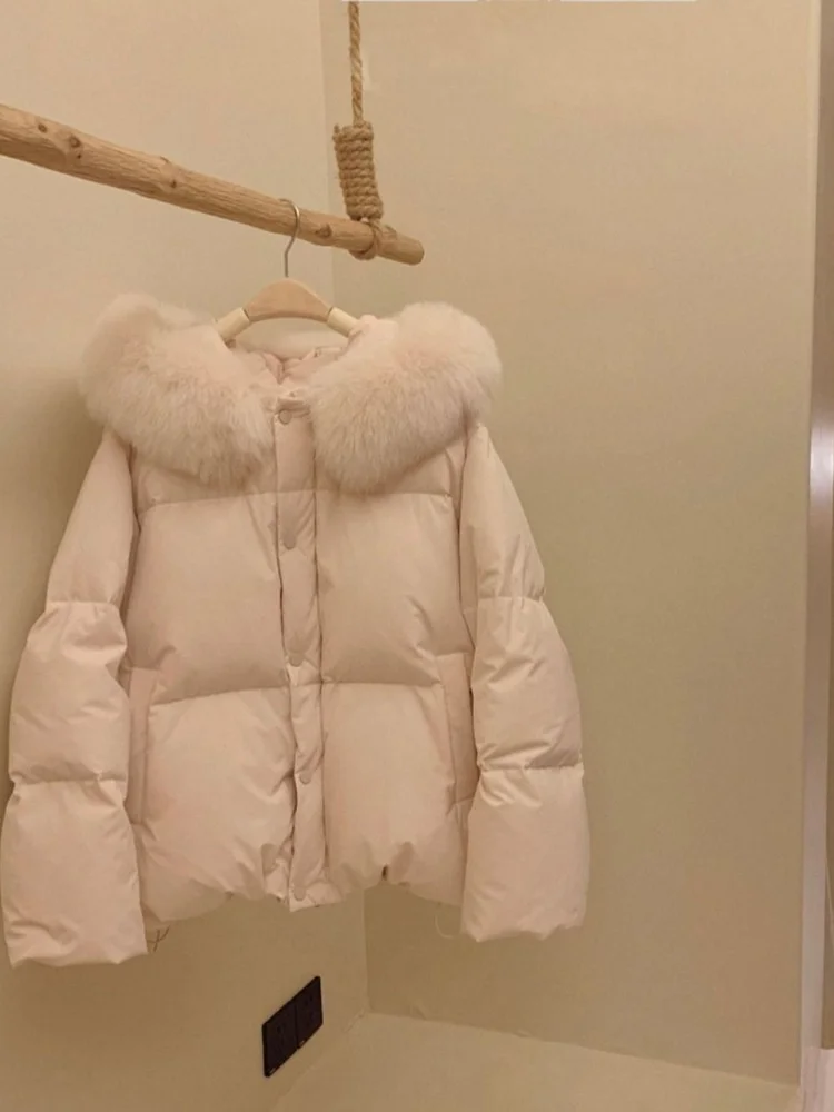 한국 스타일 두꺼운 짧은 면 재킷 여성용 겨울 코트 퍼 칼라 오픈 카디건 스타일 학생 친화적 디자인