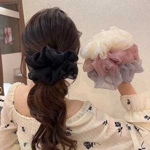 여성을위한 대형 메쉬 헤어 로프 간단하고 Fashiona는 머리카락을 다치게하지 않습니다 헤어 로프 귀여운 소녀 높은 포니 테일 Scrunchie