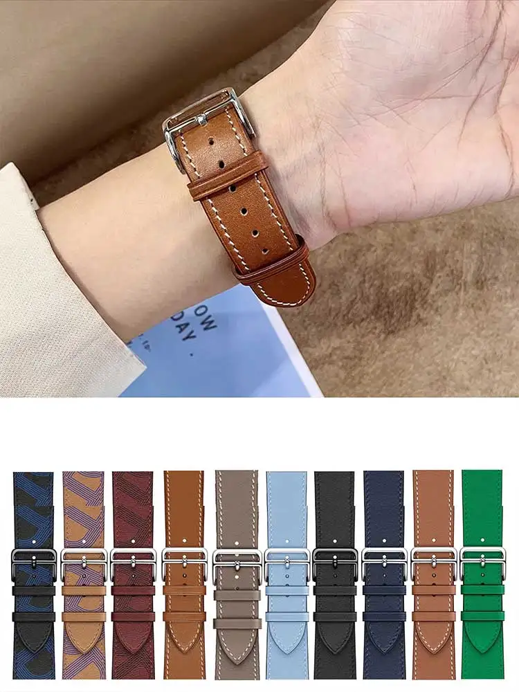 애플 워치 밴드 44mm 49mm 45mm 40mm 41mm 스포츠 팔찌 iWatch 시리즈 울트라 9-8-7-6-5-4-1011 42mm 46mm용 가죽 시계줄