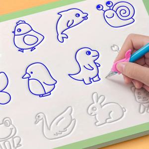 1PC 매직 카피북 어린이 그루브 드로잉 북 유치원 3-8세 어린이 그림 기본 연습 그루브 북