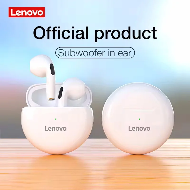 Lenovo HT38 TWS 블루투스 이어폰 iPhone Xiaomi 스포츠 방수 9D 스테레오 헤드폰 용 마이크가있는 미니 무선 이어 버드