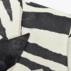 동물 얼룩말 프린트 정장 여성 자켓 가을 새로운 패션 턴 다운 칼라 코트 포켓 버튼 탑 스트레이트 루즈 한 옷