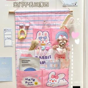 귀여운 벽걸이 수납 가방, 다용도 칸막이 학생 기숙사 걸이 바구니, 소녀 만화 캐릭터 걸이 가방, 문에 구멍을 뚫지 않고 설치 가능