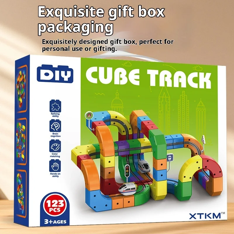 전기 자석 트랙 세트 STEM 조립 장난감, 무중력 차량 포함, 100개 이상의 부품 DIY 철도 모델, 어린이를 위한 창의적인 선물