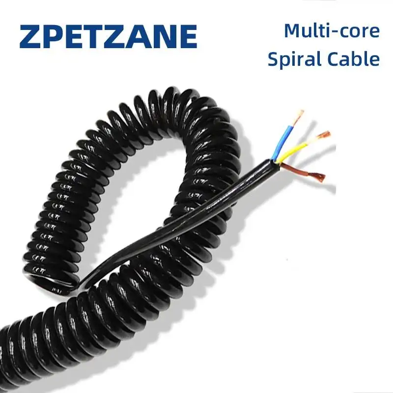 검정색 와이어 스프링 나선형 케이블 2 코어 3/4/6/8 멀티 코어 핀 0.2mm0.5mm1.5mm 전원 코드는 인장 와이어를 연장할 수 있습니다