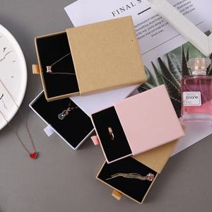 5개입 9x9x1.7cm 크라프트 종이 서랍형 여행용 보석 포장 상자, 인사말 카드, 목걸이, 팔찌, 귀걸이 선물 정리함 케이스 박스