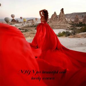 NFYN 우아한 섹시한 레드 파티 원피스, 부드러운 얼룩 연예인 드레스, 롱 트레인 특별 행사 원피스, 빅 트레인 맞춤형